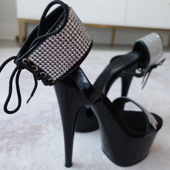 Black Rhinestone Stripper Shoe - Picture 12 of 14